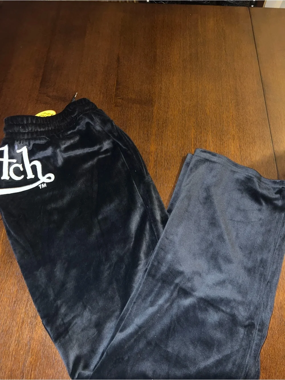 Von Dutch Black Velour Pants Joggers with White Logo NWT 1X